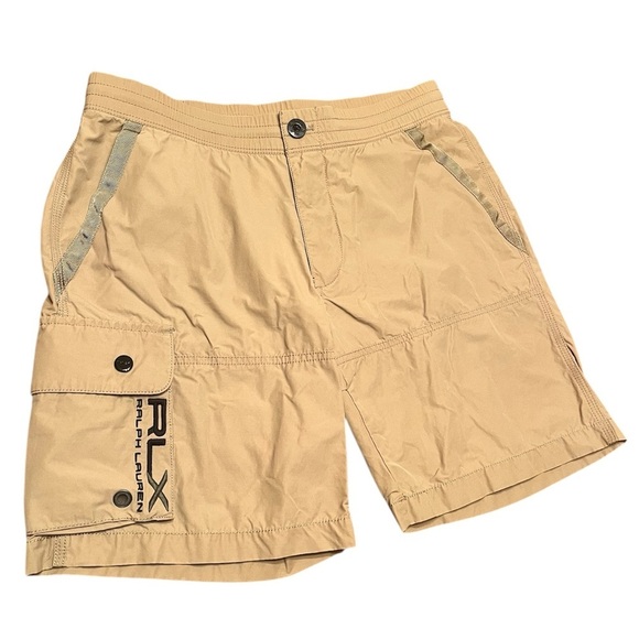 RLX Ralph Lauren Khaki Tan Swim Board Active Cargo Shorts Size S - Picture 3 of 12